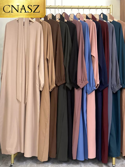 Moroccan Dresses Kaftan Turkey Solid Color Gulf Abayas Islamic Women Long Dress Muslim Saudi Robe