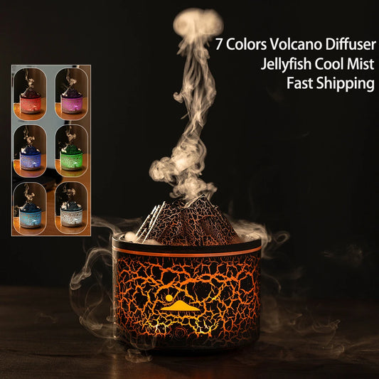 Volcano Flame Aroma Diffuser Humidifier for Bedroom Home Fragrance USB Desktop Cool Mist Aromatherapy Air Diffuser 7 Colors